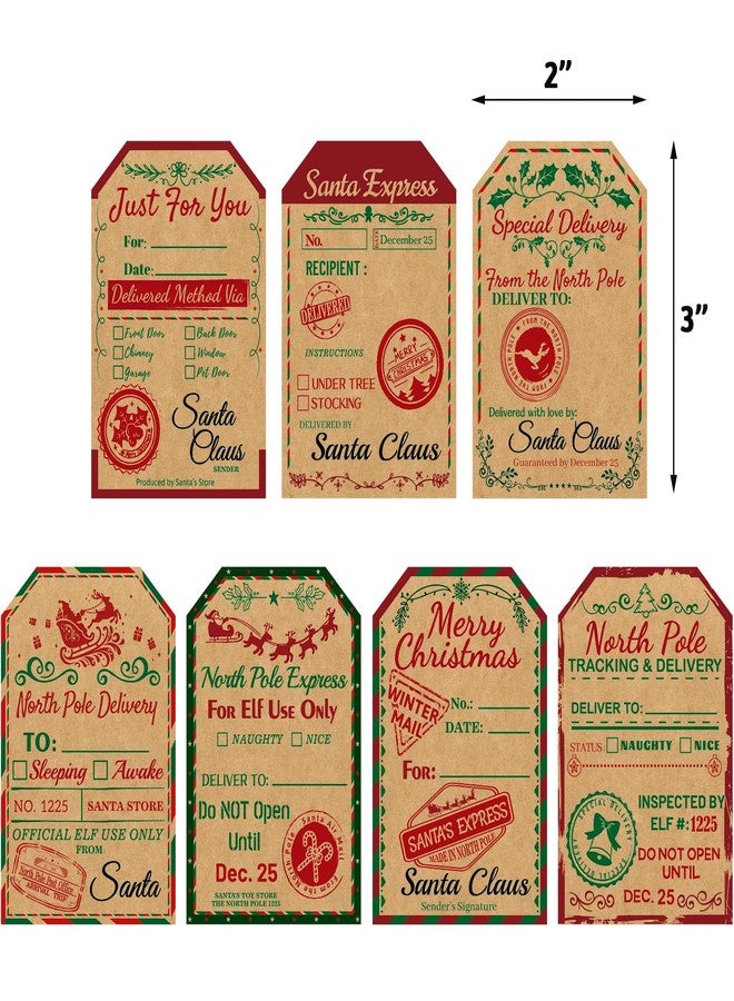 WorldBazaar Christmas Gift Tags Stickers from Santa 200pcs Kraft Labels Adhesive Santa Claus Gift Stickers for Envelope Gifts Tag Party Favors Wrapping Label 3 x 2 Inch - Image 2